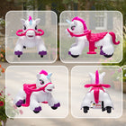 Qaba 12V Kids Unicorn Ride-On Toy with Carrot - White-Feed the included carrot to hear realistic and fun chewing sounds 