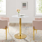 Modway Verne 28" Artificial Marble Dining Table - Gold White-Artificial Marble Tabletop