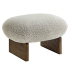 Modway Loyal Boucle Fabric Accent Chair and Ottoman Set - River Rock Walnut-Non-Marking Foot Pins