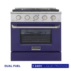 Kucht 30" KDF Series Pro Style Propane Gas Dual Fuel Range - Stainless Steel/Blue-Dual bake elements deliver powerful performance: 3,000 watts (base) and 850 watts (top), with a 3,500-watt broiler for intense top heat