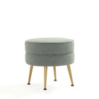 Manhattan Comfort Bailey 18.11" Mid-Century Modern Polyester Blend Upholstered Ottoman - Sage Green with Gold Legs-Mid-Century Modern Ottoman Perfect for Living Room Use