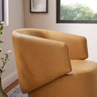 Modway Celestia Vegan Leather Fabric and Wood Swivel Chair - Tan-360º Swivel Base