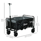 Outsunny Outdoor Collapsible Wagon-Four wheels, two of which rotate around fully, to move the cart around on sand and solid ground