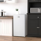 HOMCOM Mini Fridge with Freezer and Reversible Door for Bedroom - White-5-level adjustable temperature settings controlled by the thermostat knob