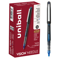 uni-ball Vision Needle Rollerball Pens – 0.5mm – Blue – 12 Pack-Rollerball Pens