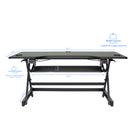 Rocelco 46" Deluxe Adjustable Height Desk Riser with Enhanced Vertical Range - Black-Holds up to 60lbs