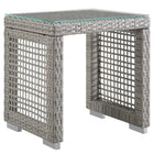 Modway Aura Outdoor Patio Wicker Rattan Side Table - Grey-Outdoor Patio Side Table
