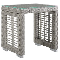 Modway Aura Outdoor Patio Wicker Rattan Side Table - Grey-Outdoor Patio Side Table