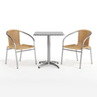 Flash Furniture 23.5'' Square Aluminum Indoor-Outdoor Table with 2 Beige Rattan Chairs (TLH-ALUM-24SQ-020BGECHR2-GG)-Warranty: 5 Year Limited (non moving metal parts), 2 years on moving parts (details with product)