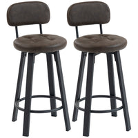 HOMCOM Counter Height Swivel Bar Stools - Brown - 2 Pack-Padded seat & contoured backrest for lasting comfort
