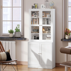 HOMCOM 71" Bookcase Storage Cabinet with Doors and Shelves - White-Colour: White 