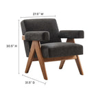 Modway Lyra Fabric Armchair - Dark Grey Fabric - Set of 2-Non-removable Cushions
