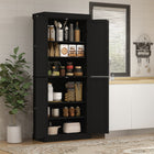 HOMCOM 72.5" H Freestanding 4-Door Kitchen Pantry Cabinet with Shelves - Black-Use the anti-tipping design on the back to assure the item to the wall for extra safety 