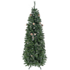 HOMCOM 6' Snow-Dipped Artificial Christmas Tree with Auto Open - Green-6ft tall tree with lush pine cones and needles for a natural look 