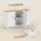 HOMCOM Modern 47.2" L Sideboard Buffet Cabinet with Soft-Close Doors - White-A 3-level adjustable shelf inside fits tall items like blenders or large bottles