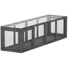 PawHut Outdoor Extendable Pet Enclosure with 3 Doors - Grey-Solid fir wood cat tunnel with plastic roof and wire mesh for long-lasting 