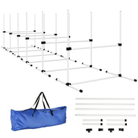 PawHut Dog Training Agility Gear 6-Piece Set with Carrying Bag - White-Set of 6 bar jumps allows you and your dog to practice both simple and advanced exercises 
