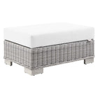 Modway Conway Outdoor Patio Wicker Rattan Ottoman - Light Grey/White-Outdoor Patio Ottoman
