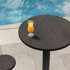 Modway Neo 31" Round Indoor/Outdoor Patio Wood Bar Table - Black-Indoor Outdoor Use
