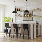 Armen Living Vienna 30" Bar Height Swivel Bar Stool in Black Wood Finish with Grey Faux Leather-Whether you have a kitchen island, a bar table, pub table, or peninsula - we've got you covered with any height you desire. This stool comes in  26" counter height or 30" bar height options.