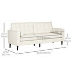 HOMCOM 3-Seater Sofa with Back Cushion, Pillows and Wood Legs - Cream White-Channel tufts makes it look elegant in your home