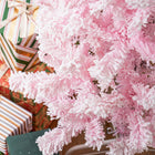HOMCOM 4' Snow-Flocked Pencil Artificial Christmas Tree with Steel Base - Pink-Branches open automatically 