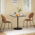 HOMCOM Round Dining Table with Marble Effect Top & Round Base for 4 - White-Non-slip pads prevent floor damage