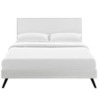 Modway Phoebe Vinyl Full Platform Bed with Round Splayed Legs - White-Dense Foam Padding