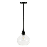 Hudson&Canal Ida 9.5" Wide Pendant with Glass Shade - Matte Black/Clear-Mid-century modern design for your entryway, foyer, or kitchen
