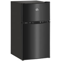 HOMCOM 3.2 cu ft Mini Fridge with Freezer and Reversible Doors - Black-Combines refrigerator and freezer with a 3.2 Cu. Ft. capacity for various food storage