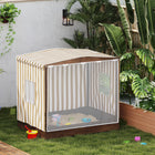 Qaba Outdoor Kids Sandbox with Full Cover Canopy - 56" x 40"-Benches for four kids include under-seat storage for toys 