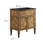 Modway Elysian 30" Wood Bathroom Vanity - Black/Brown-Ceramic Sink Basin