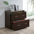 Office Star Alpine 2-Drawer Lateral File Cabinet - Espresso-Dual drawer pull hardware