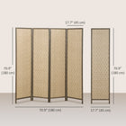HOMCOM 4 Panel Handwoven Freestanding Room Divider for Bedroom - Brown-Folds flat via two-way hinges, suitable for storing in narrow spaces 
