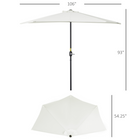 Outsunny Half-Round Patio Umbrella with Crank and 5 Ribs - 9' - Beige-Convenient set up and take down with the crank handle