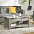 HOMCOM Lift Top Coffee Table with Hidden Storage and Open Shelves - Light Grey-Rectangle design matches any decor style in your home or work place