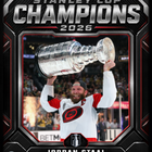 Frameworth Carolina Hurricanes 2026 Stanley Cup Champions: Jordan Staal Shield Design PhotoGlass Framed Photo - 18" W x 22" H-Professionally framed in Canada: The image is printed in ultra high definition directly onto the glass itself and finished in a black frame