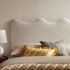 Modway Athena Stain-Resistant Performance Velvet Queen Size Headboard - Almond-Wood Blend Frame