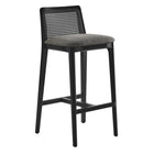 Modway Monarch Wood and Rattan Bar Stool - Black Black Gray-Beech Wood Frame