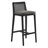 Modway Monarch Wood and Rattan Bar Stool - Black Black Gray-Beech Wood Frame