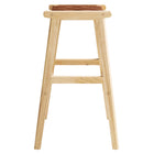 Modway Saoirse Leather Wood Bar Stool - Natural Brown - Set of 2-7