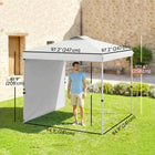 Outsunny 8 ft W x 8 ft L Pop Up Canopy Tent with Sidewall and Carry Bag - White-UV30+ cover reflect 90% of harmful sun rays, drainage holes avoid water accumulation
