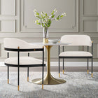 Manhattan Comfort Lia 24.8" Modern Chenille Upholstered Dining Armchair - Cream - Set of 2-Frame Made of High Quality Metal with Brushed Gold Tips for Fashion and Durability