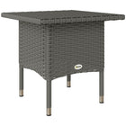 Outsunny 20" Patio Wicker Coffee Table with Plastic Board Underneath the Woven Tabletop - Grey-Classic design blends seamlessly with your patio, garden, or pool