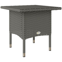 Outsunny 20" Patio Wicker Coffee Table with Plastic Board Underneath the Woven Tabletop - Grey-Classic design blends seamlessly with your patio, garden, or pool