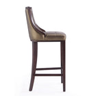 Manhattan Comfort Fifth Avenue 19" Traditional Faux Leather Upholstered Bar Stool - Bronze and Walnut - 3 Pack-Seat Height: 31.5"