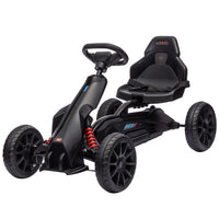 Aosom Kids Pedal Go Kart with Adjustable Seat - Black-This go-kart can go forward and reverse. The handbrake keeps it in place when needed 