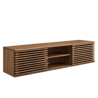 Modway Render 60" Wall-Mount Media Console TV Stand - Walnut-Mid-Century Modern TV Stand