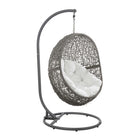 Modway Encase Outdoor Patio Rattan Swing Chair - Grey White-Modern Outdoor Patio Swing Chair