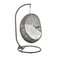 Modway Encase Outdoor Patio Rattan Swing Chair - Grey White-Modern Outdoor Patio Swing Chair